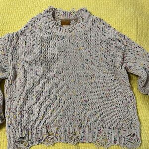 POL Multicolor Speckled Fringe Sweater